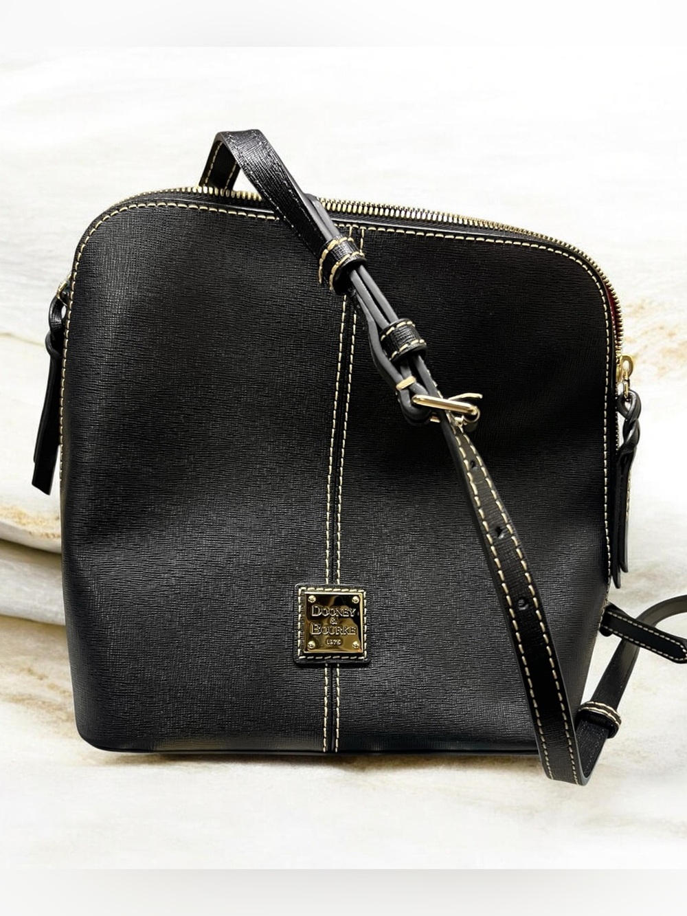 Dooney & Bourke Black Trixie Crossbody with Contrast Stitching